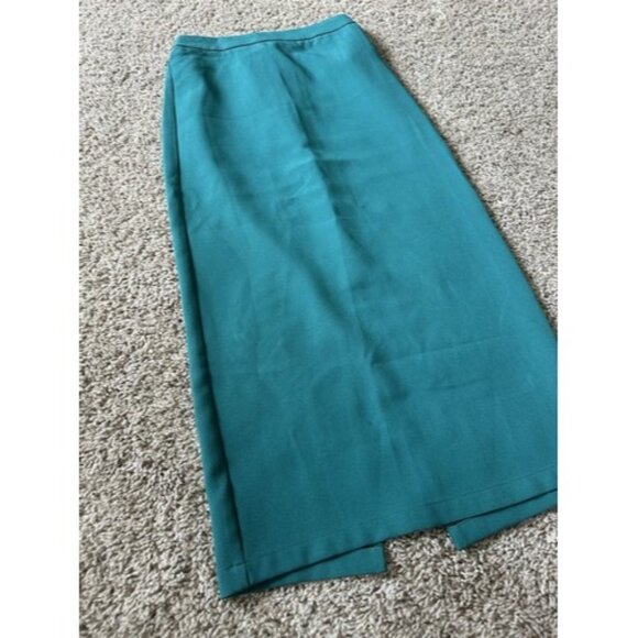 Sincerely Jules Womens Teal Midi Pull On Skirt Elastic Back Slit Back Size Small - Picture 2 of 14
